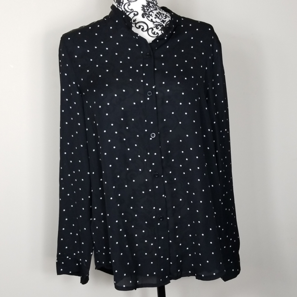 Shein 🖤🤍 large sheer polyester blouse